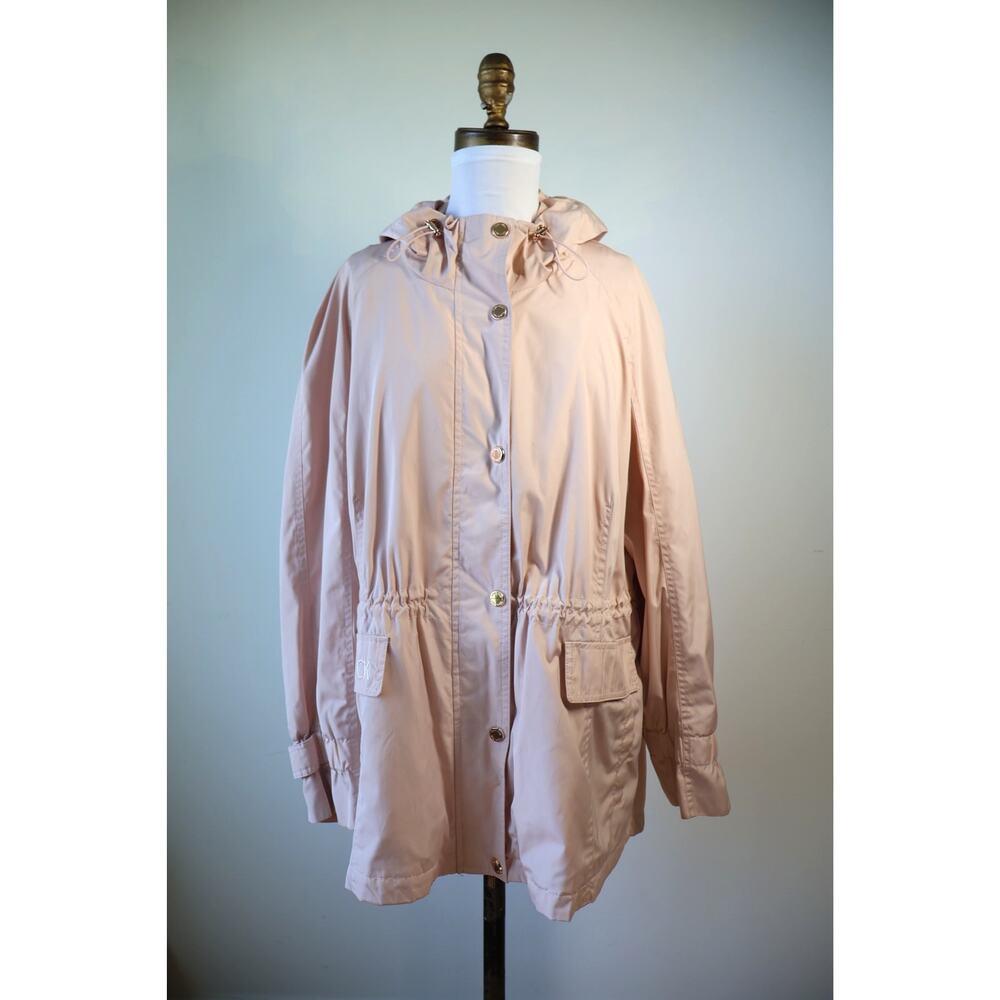 Calvin Klein Pink Anorak Coat with Pockets and Cinched Hood Women Sz 1X